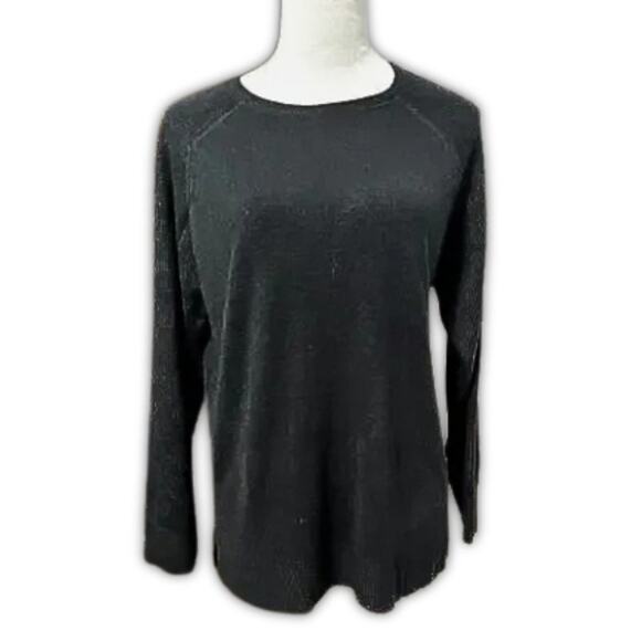 Sweet Romeo Pullover Sweater Long Sleeve Jewel Neck Side Slits Black W US S NWT - Picture 2 of 9